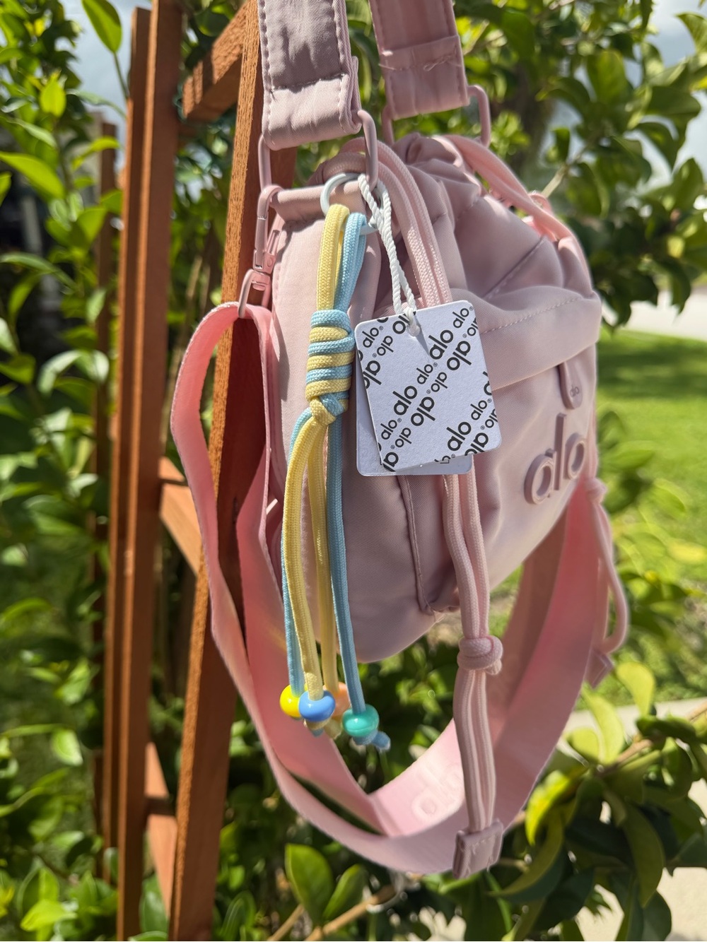 ALO Yoga Blush Pink Drawstring Mini Bucket Bag - Picture 12 of 16